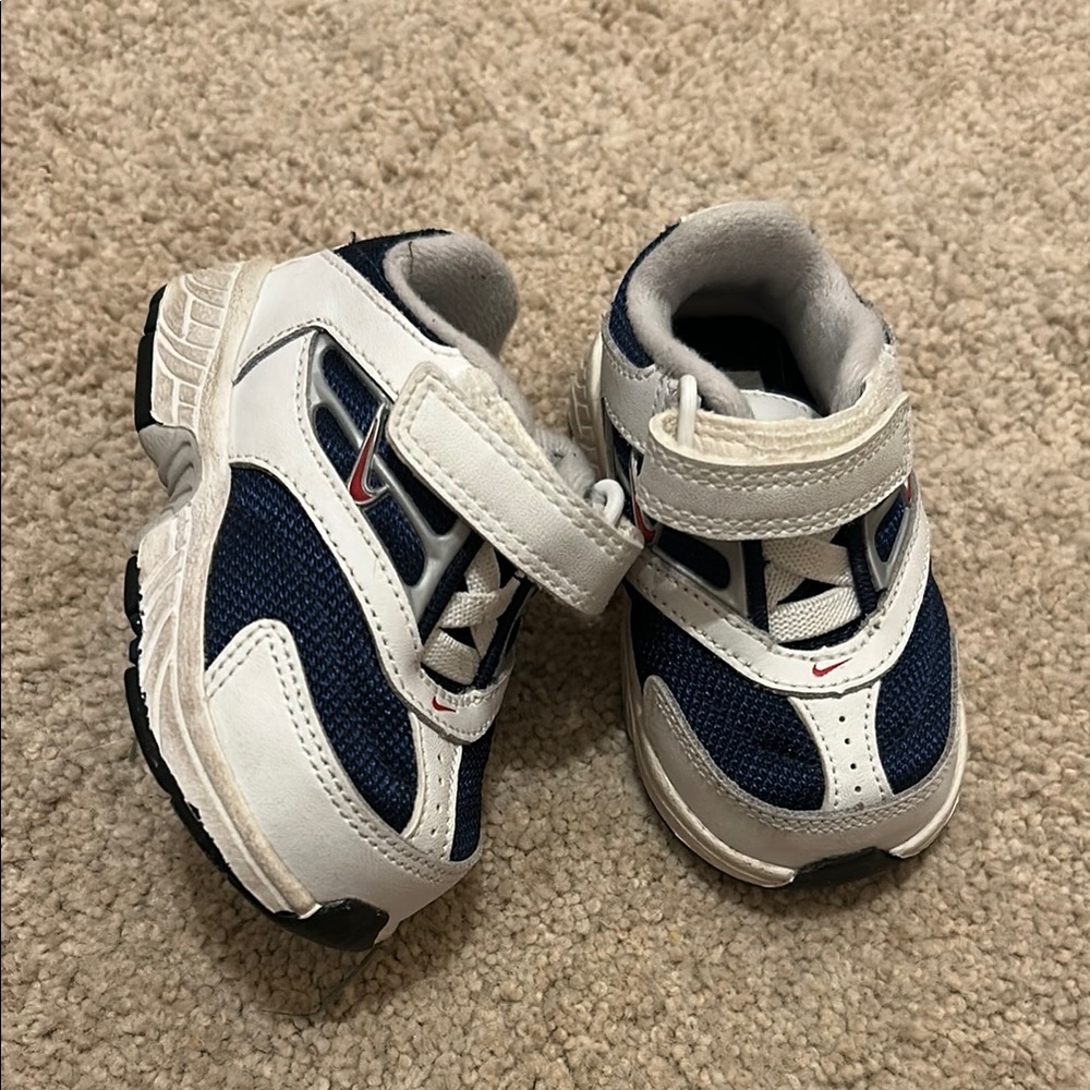 Kids White and Blue Nike Sneakers